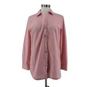 Foxcroft Shirt Size 10 NYC Pink Wrinkle Free Side Button Long Sleeve Top